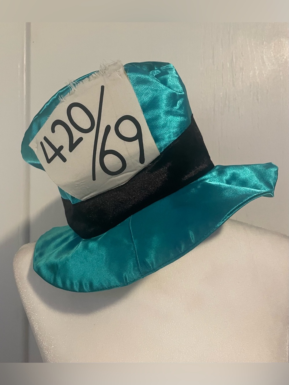 Leg Avenue Teal and Gold Satin Mad Hatter Costume Dress - Picture 8 of 10